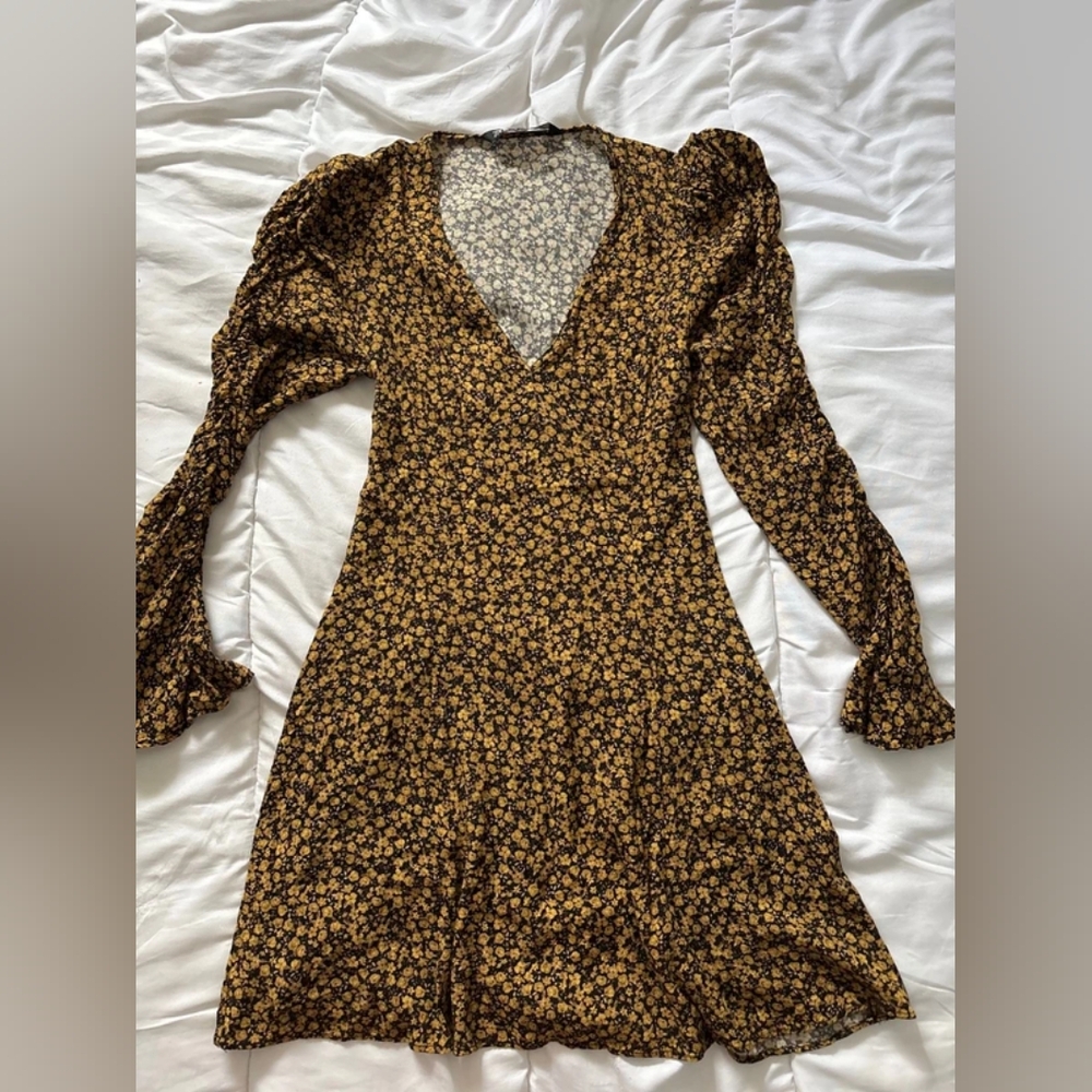 Floral Black and Brown Women's Dress